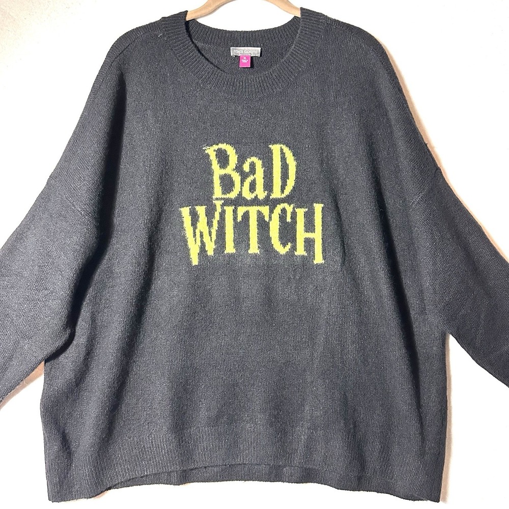 Vince‎ Camuto XL Sweater Black Bad Witch Wicked Halloween Pullover Cozy